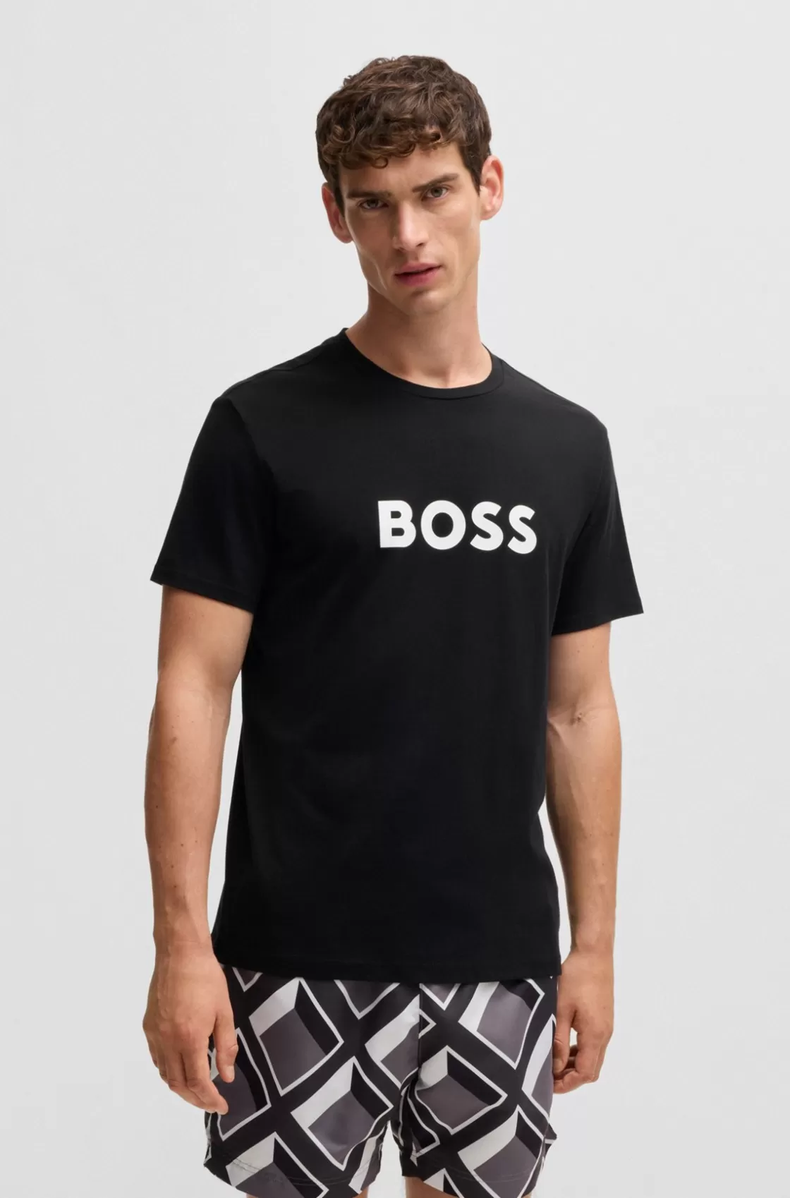 HUGO BOSS Cotton-jersey Regular-fit T-shirt With SPF 50+ UV Protection Black Clearance