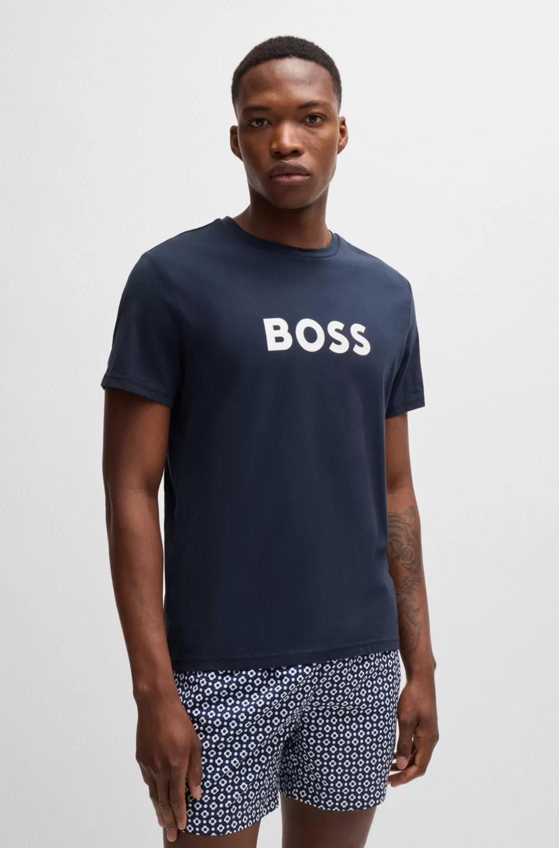 HUGO BOSS Cotton-jersey Regular-fit T-shirt With SPF 50+ UV Protection Dark Blue Best