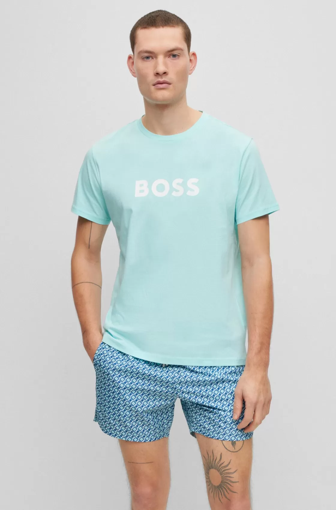 HUGO BOSS Cotton-jersey Regular-fit T-shirt With SPF 50+ UV Protection Light Green Best Sale