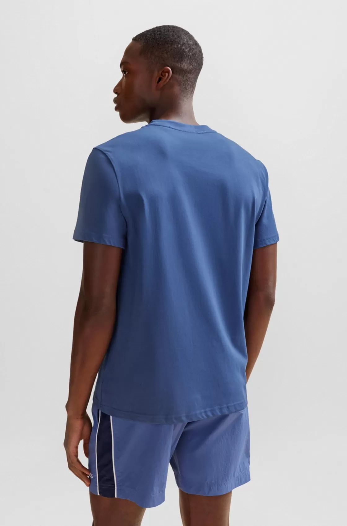 HUGO BOSS Cotton-jersey Regular-fit T-shirt With SPF 50+ UV Protection Light Blue Online