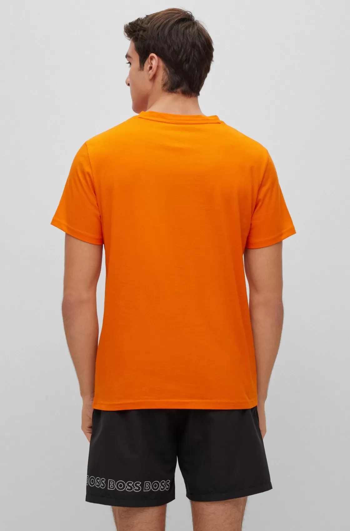 HUGO BOSS Cotton-jersey Regular-fit T-shirt With SPF 50+ UV Protection Orange Cheap