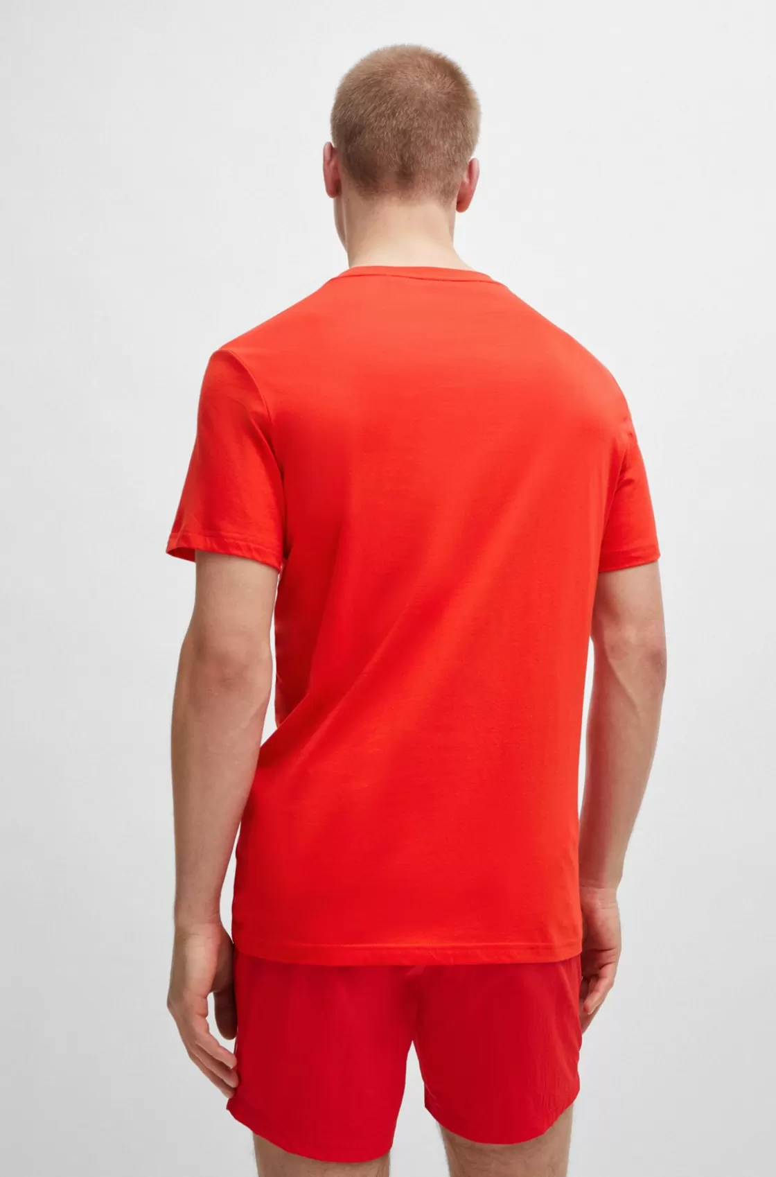 HUGO BOSS Cotton-jersey Regular-fit T-shirt With SPF 50+ UV Protection Red Sale