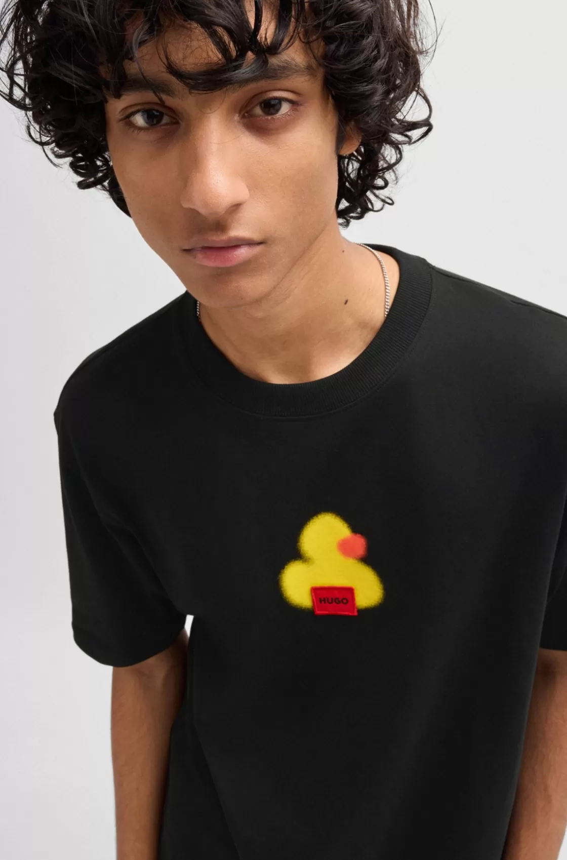 HUGO BOSS Cotton-jersey Relaxed-fit T-shirt With Duck Print Black Flash Sale