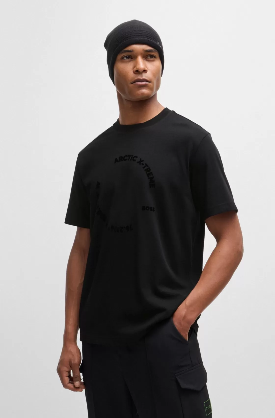 HUGO BOSS Cotton-jersey Relaxed-fit T-shirt With Seasonal Artwork Black Fashion