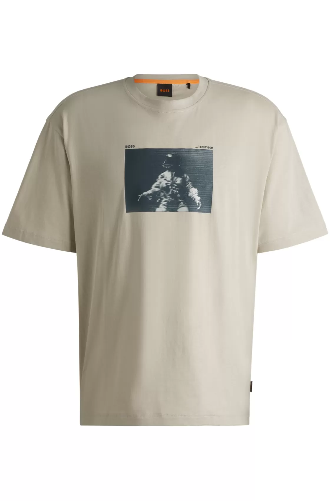 HUGO BOSS Cotton-jersey Relaxed-fit T-shirt With Seasonal Graphic Light Beige Sale
