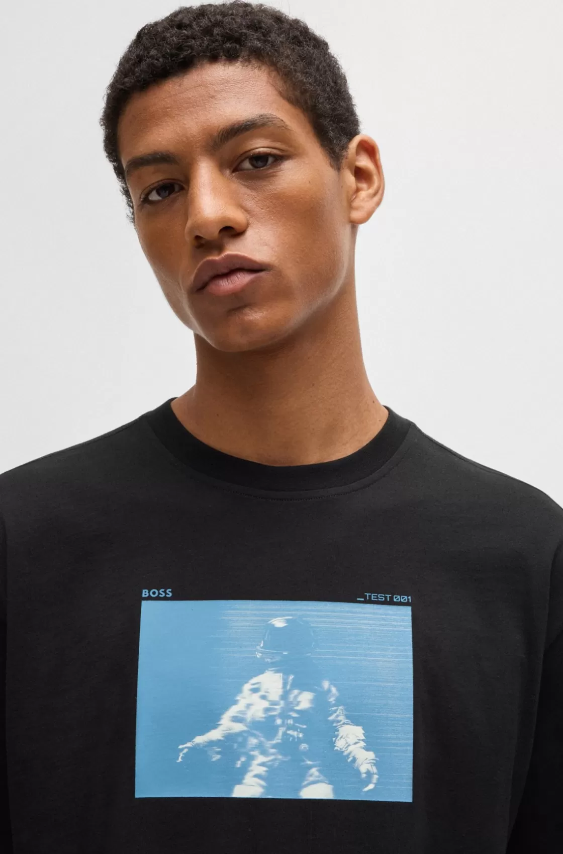 HUGO BOSS Cotton-jersey Relaxed-fit T-shirt With Seasonal Graphic Black Fashion