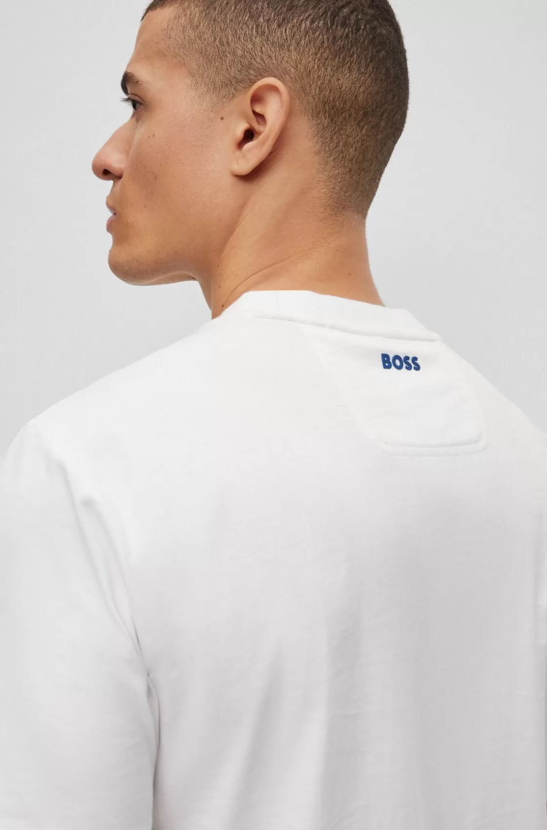 HUGO BOSS Cotton-jersey T-shirt With Logo Collar White Hot