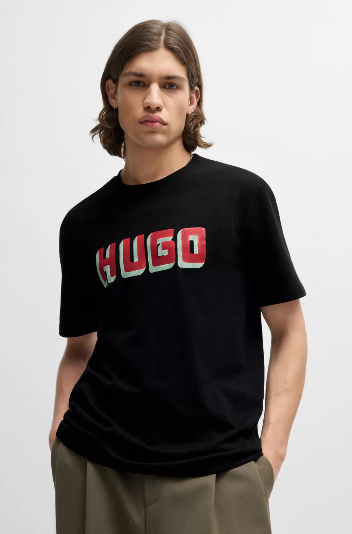 HUGO BOSS Cotton-jersey T-shirt With Logo Print Black Shop