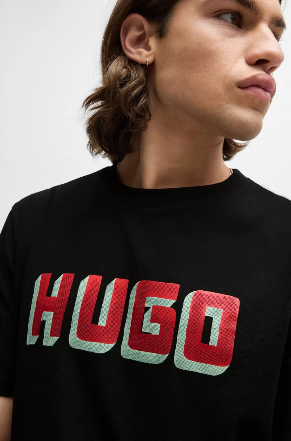 HUGO BOSS Cotton-jersey T-shirt With Logo Print Black Shop