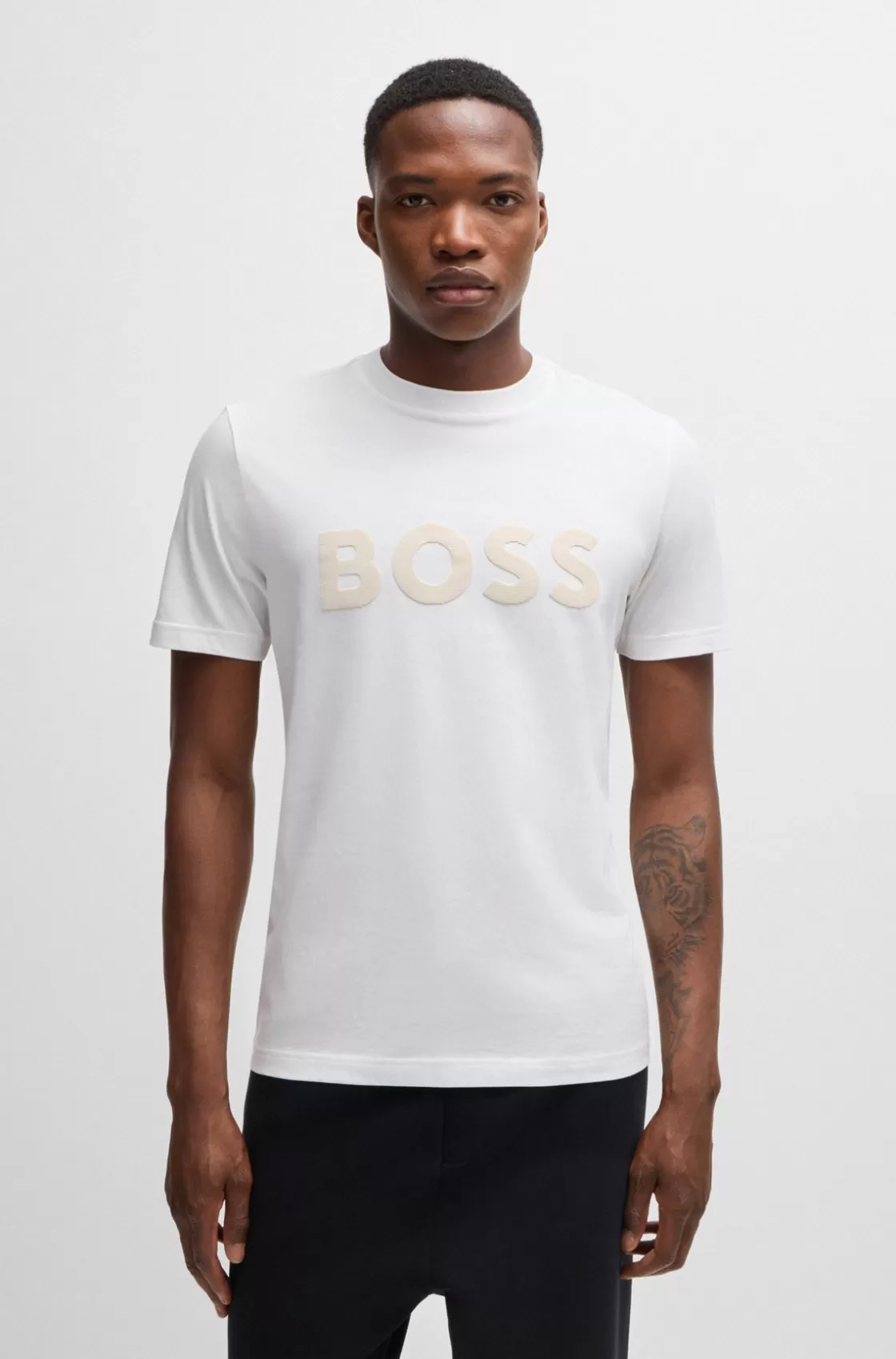 HUGO BOSS Cotton-jersey T-shirt With Mirror-effect Logo Print White Best