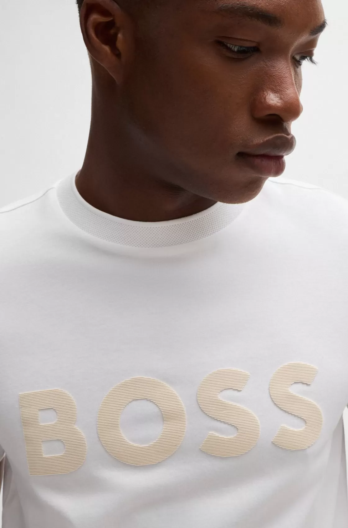 HUGO BOSS Cotton-jersey T-shirt With Mirror-effect Logo Print White Best