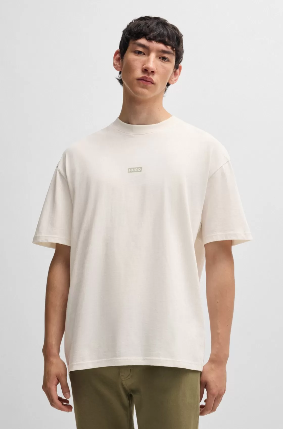 HUGO BOSS Cotton-jersey T-shirt With New-season Logo Story White Clearance