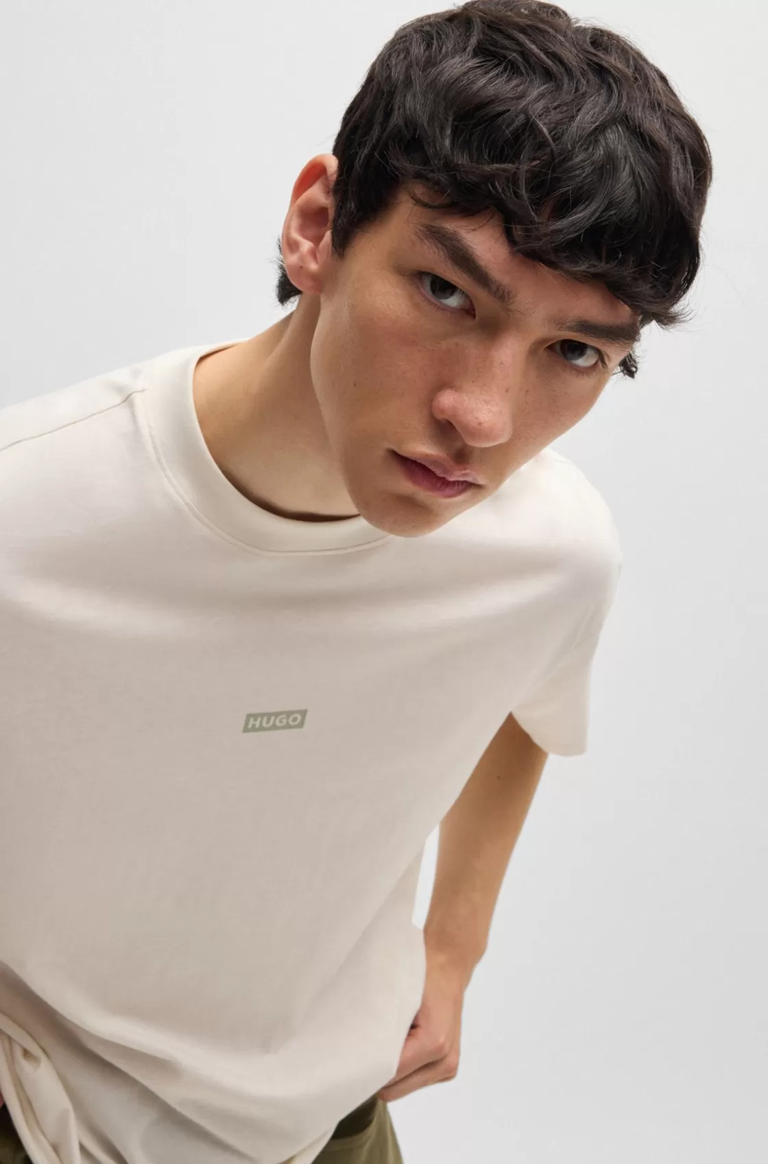 HUGO BOSS Cotton-jersey T-shirt With New-season Logo Story White Clearance