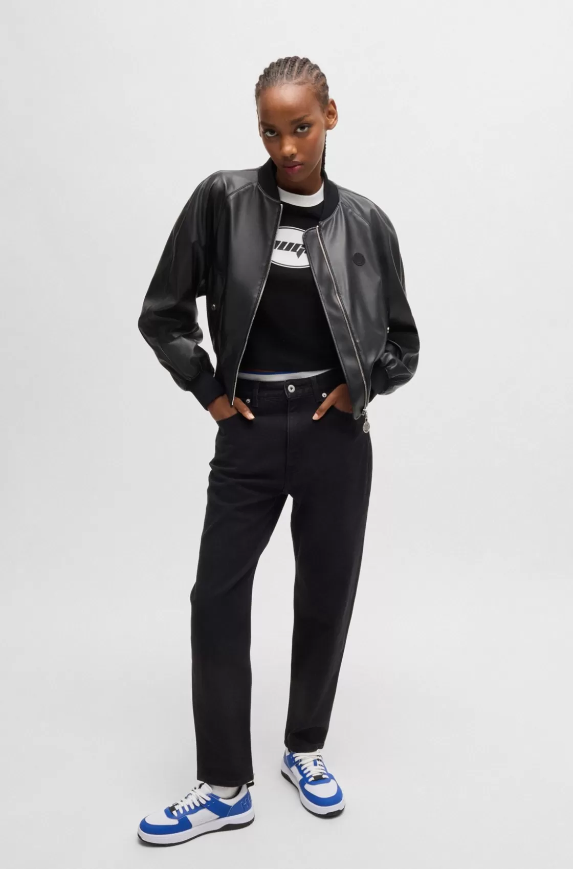 HUGO BOSS Cotton-jersey T-shirt With Seasonal Graphic Print Black Fashion