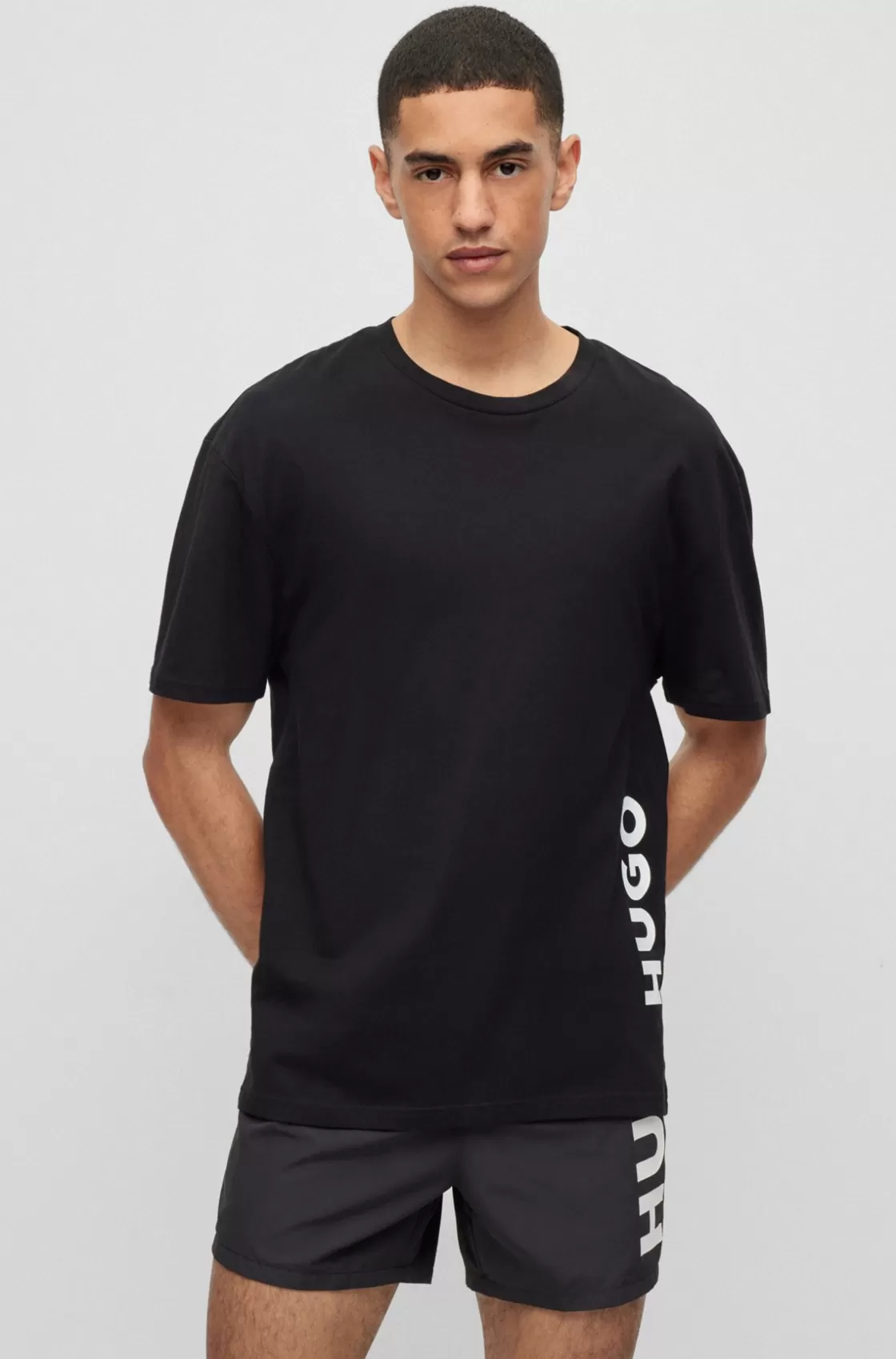 HUGO BOSS Cotton-jersey T-shirt With SPF 50+ UV Protection Black Cheap