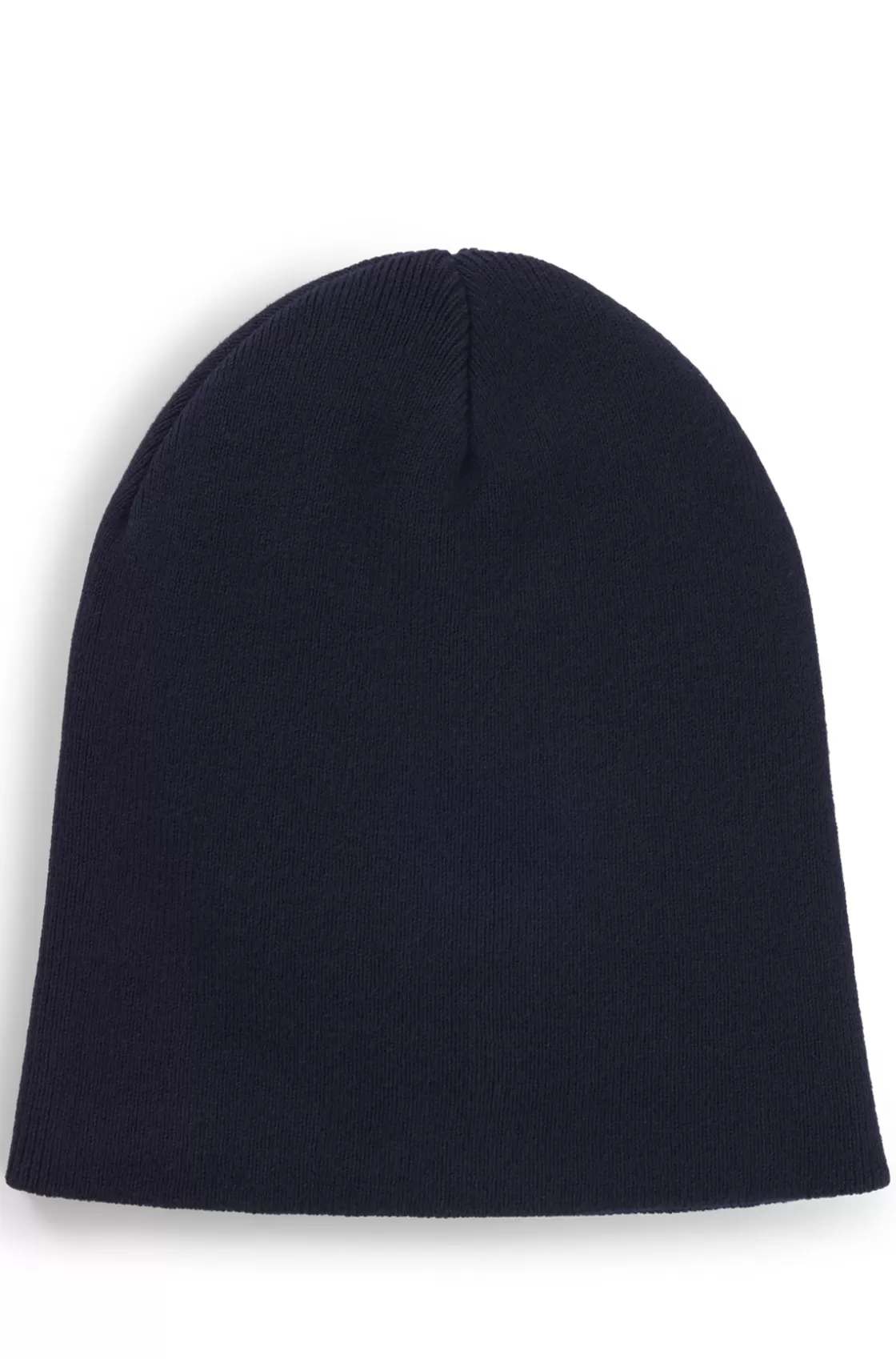 HUGO BOSS Cotton-knit Beanie With Blue Logo Label Dark Blue Cheap