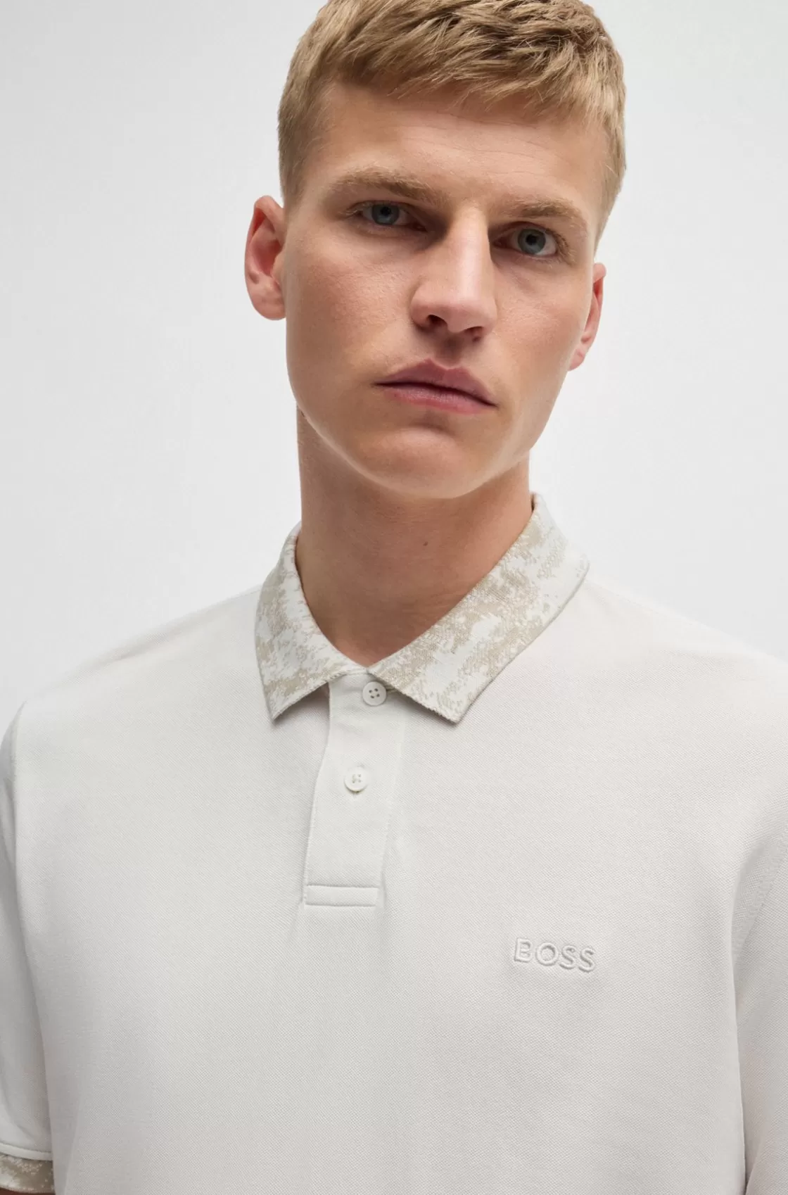 HUGO BOSS Cotton-piqué Polo Shirt With Camouflage-print Trims White Clearance
