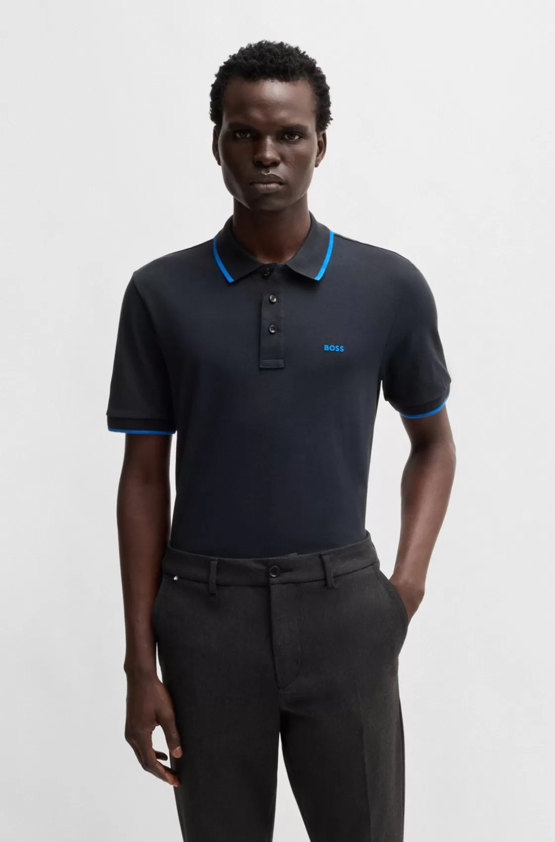 HUGO BOSS Cotton-piqué Polo Shirt With Logo Detail Dark Blue Outlet