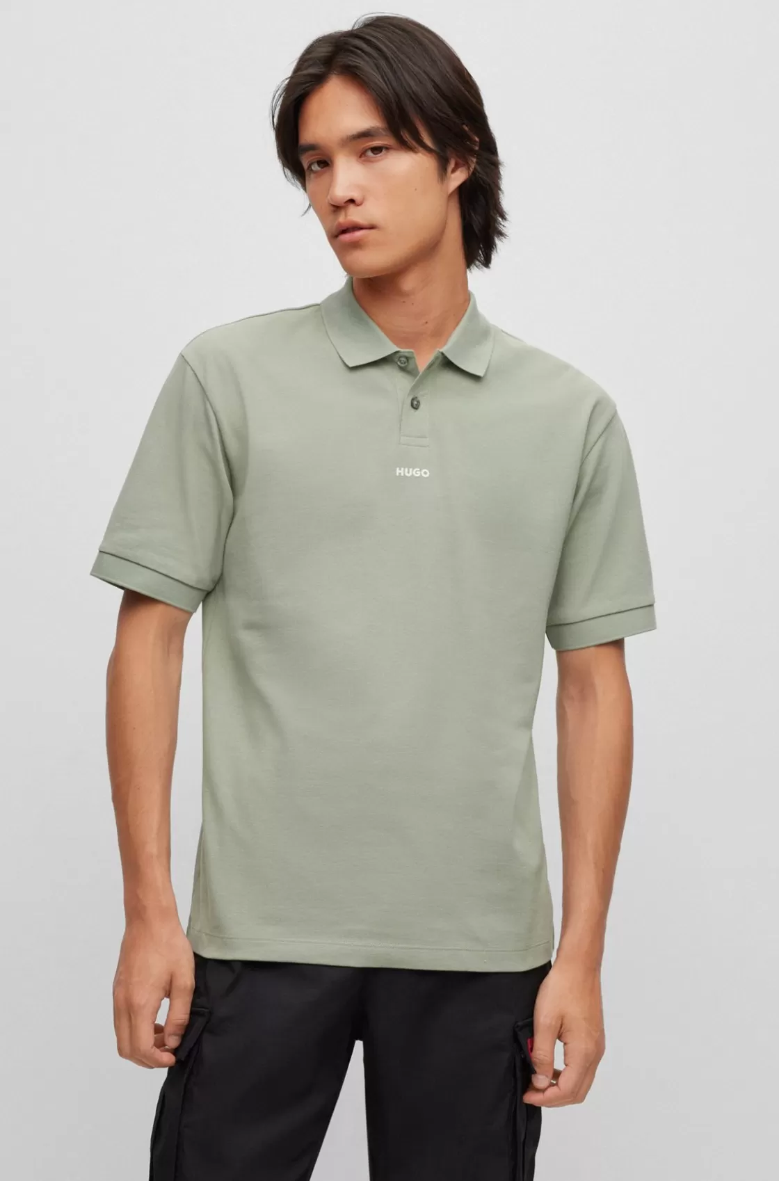 HUGO BOSS Cotton-piqué Polo Shirt With Logo Print Light Green Hot