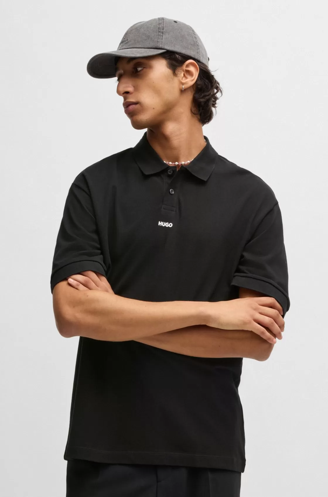 HUGO BOSS Cotton-piqué Polo Shirt With Logo Print Black Hot