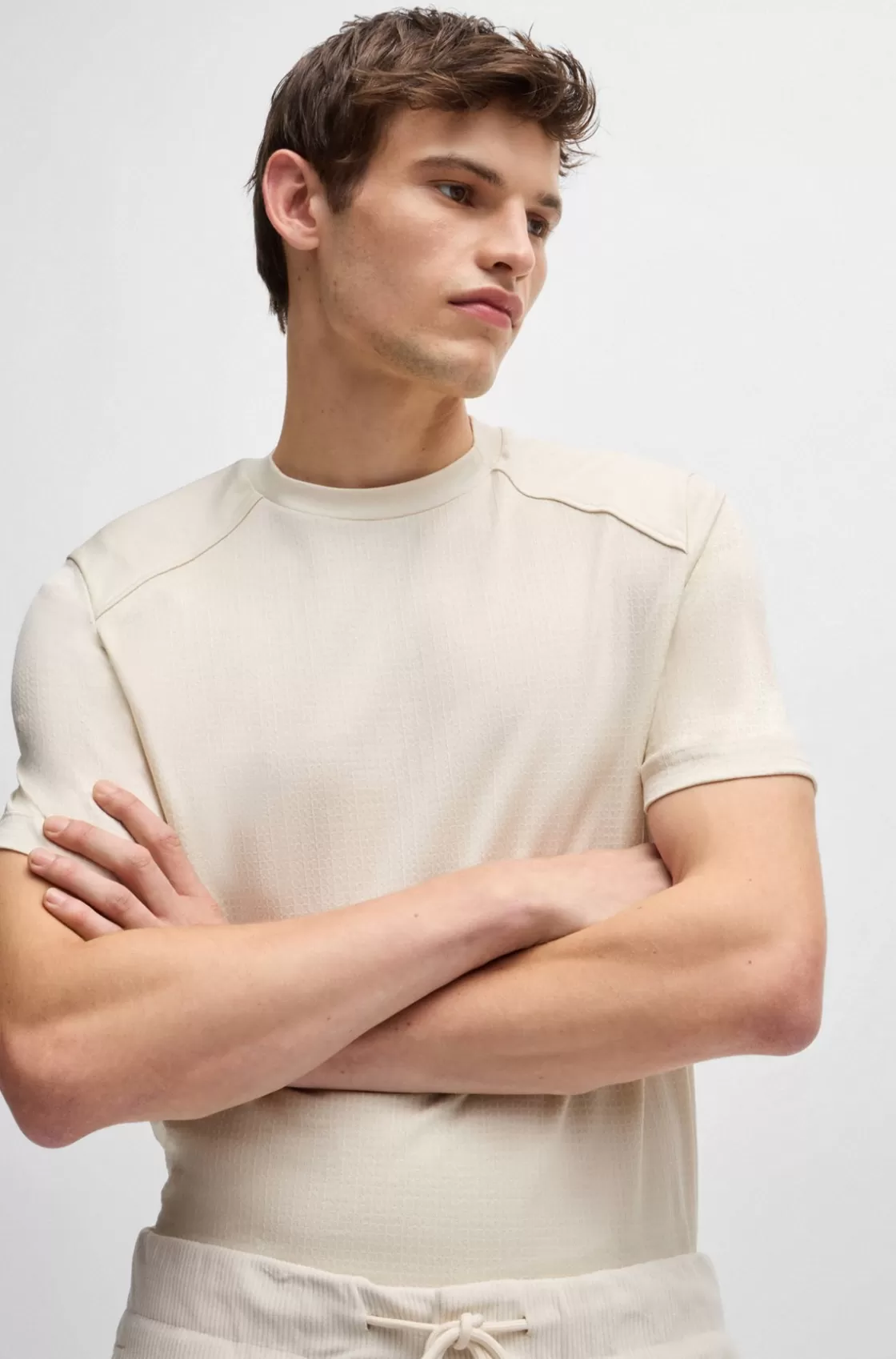 HUGO BOSS Cotton-ripstop Regular-fit T-shirt With Plain Trims White Sale