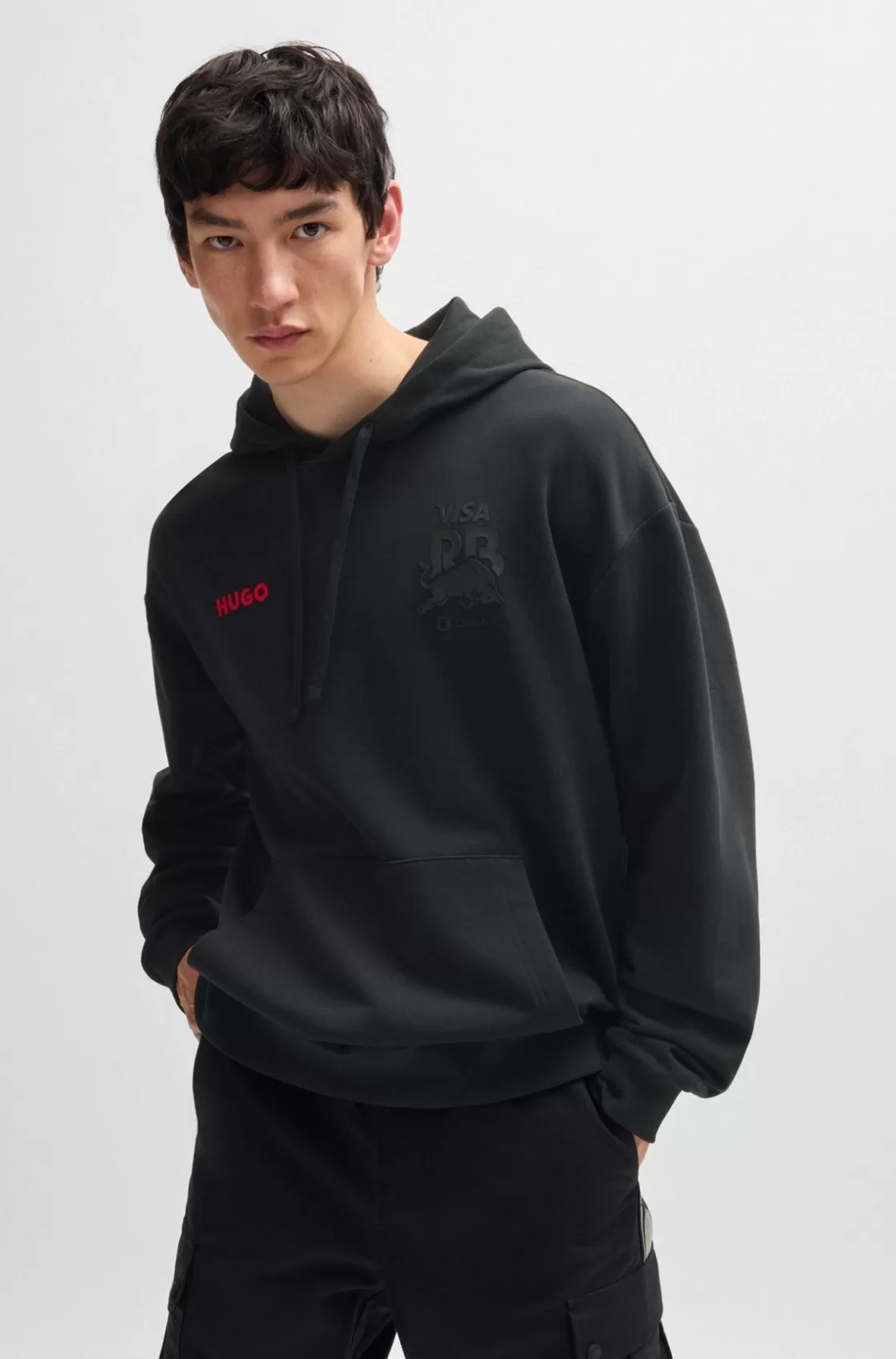 HUGO BOSS Cotton-terry Fanwear Hoodie With Special Branding Black Shop