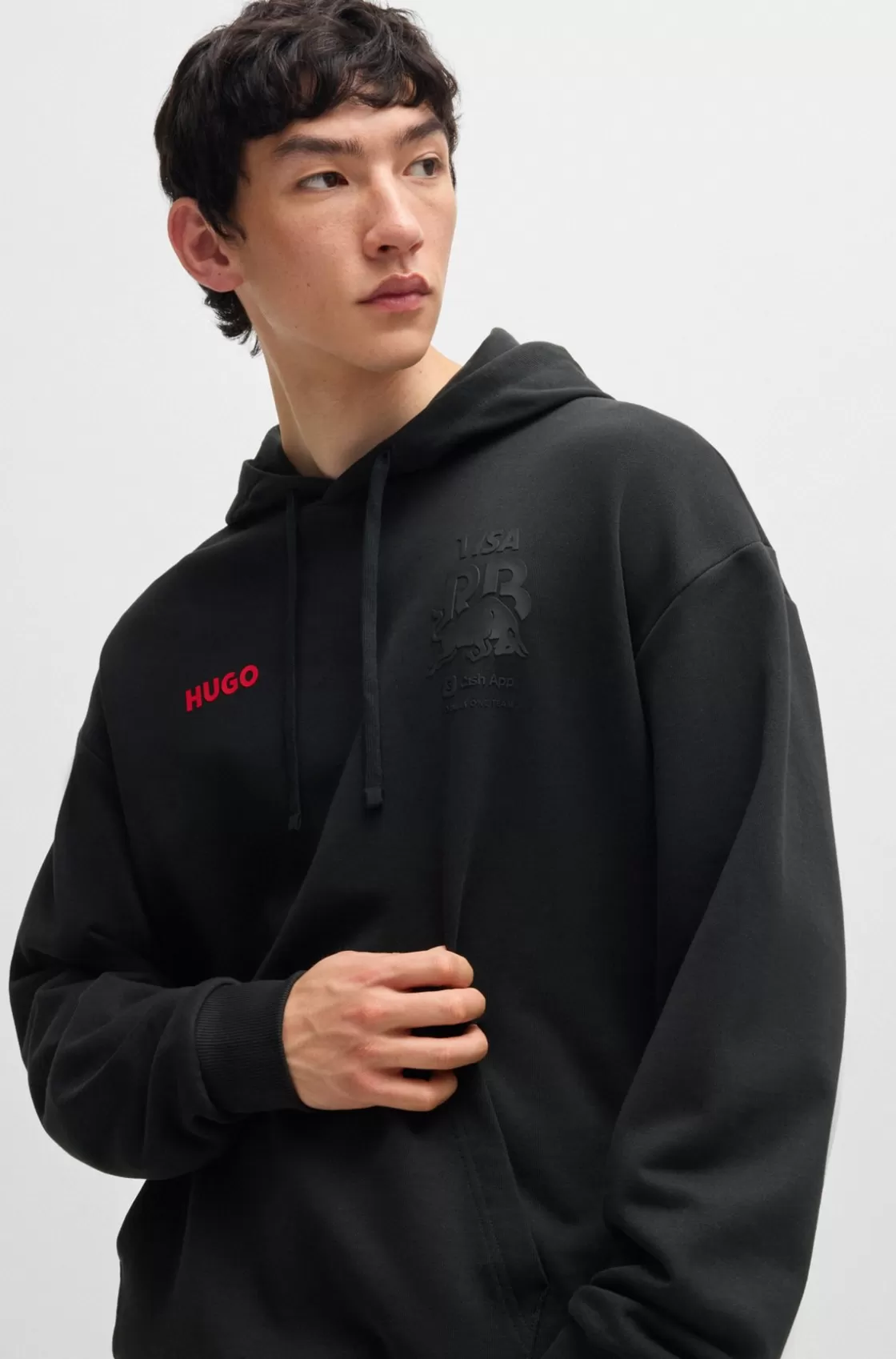 HUGO BOSS Cotton-terry Fanwear Hoodie With Special Branding Black Shop