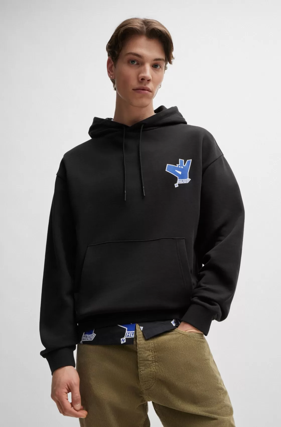 HUGO BOSS Cotton-terry Hoodie With New-season Logo Artwork Black Best Sale