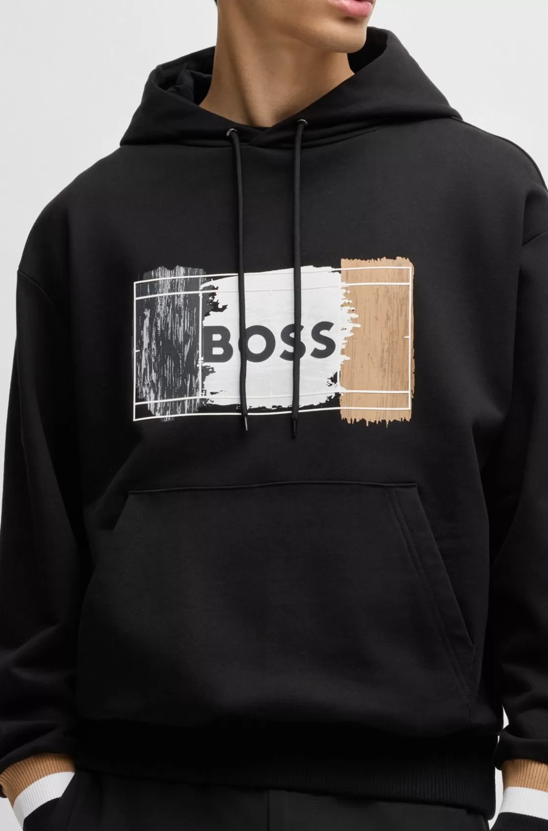 HUGO BOSS Cotton-terry Hoodie With Signature Artwork Black Hot