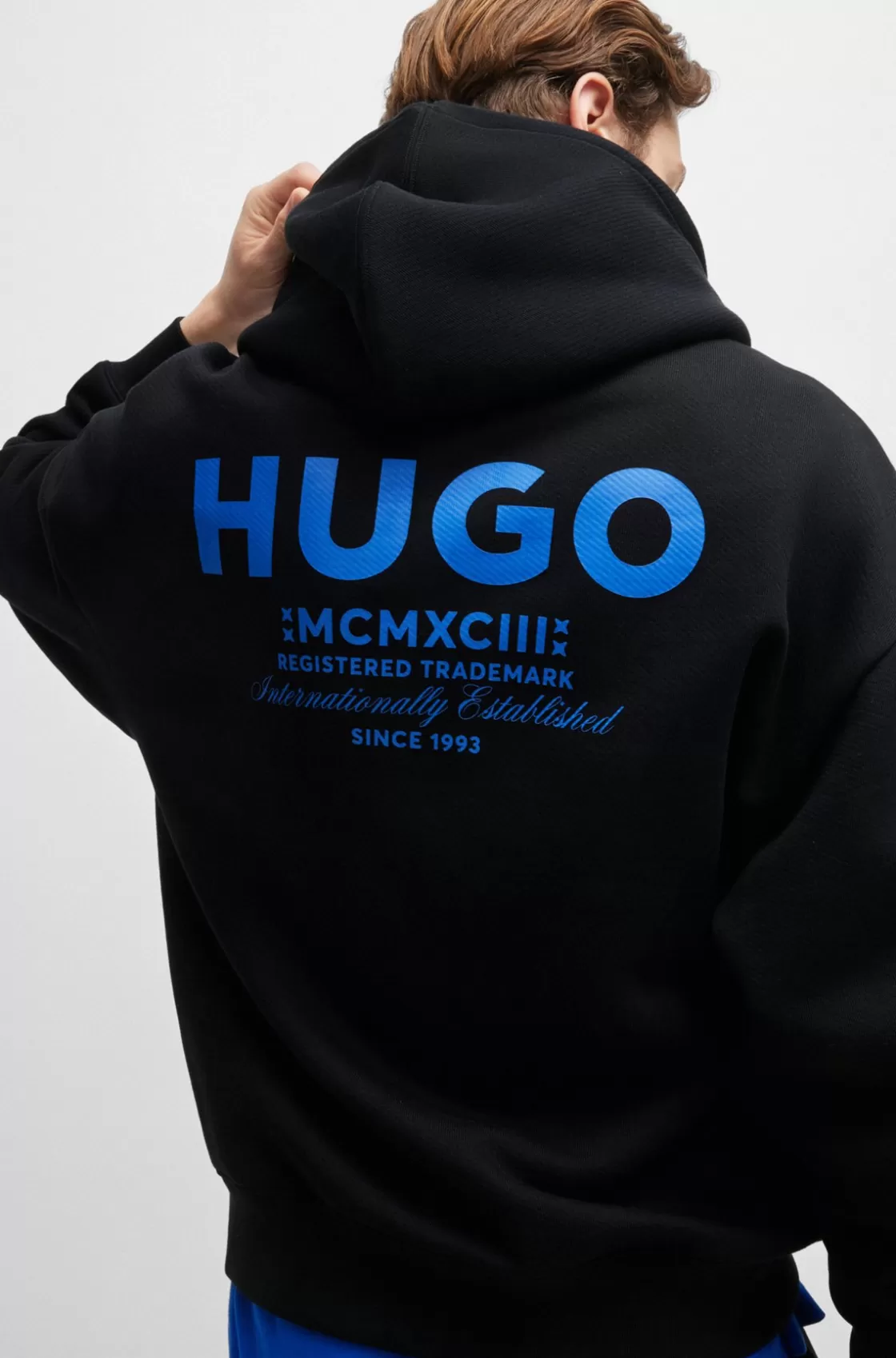 HUGO BOSS Cotton-terry Loose-fit Hoodie With Logo Details Black Flash Sale
