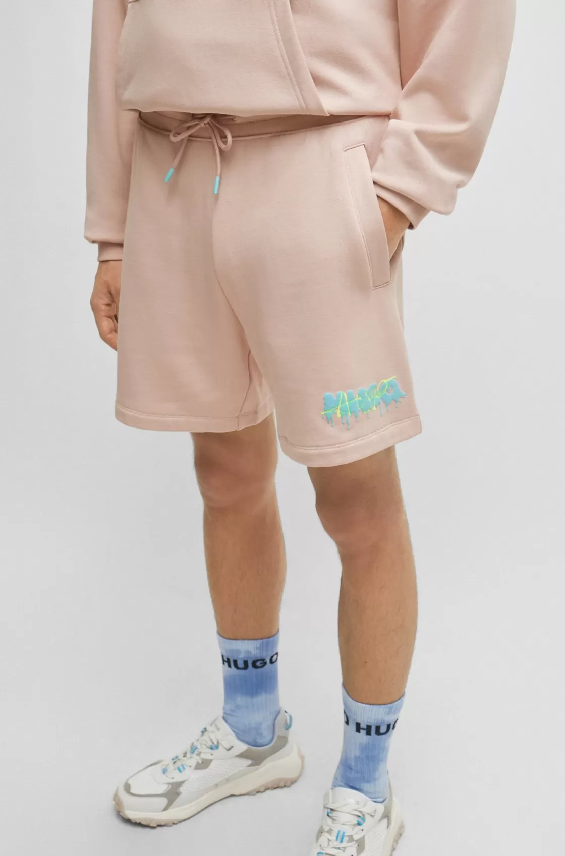 HUGO BOSS Cotton-terry Shorts With New-season Logo light pink Online