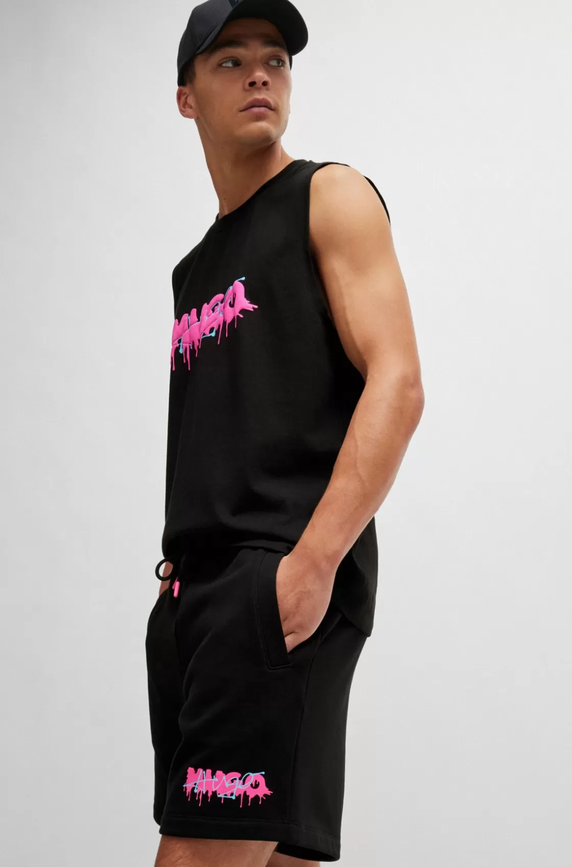HUGO BOSS Cotton-terry Shorts With New-season Logo Black Online