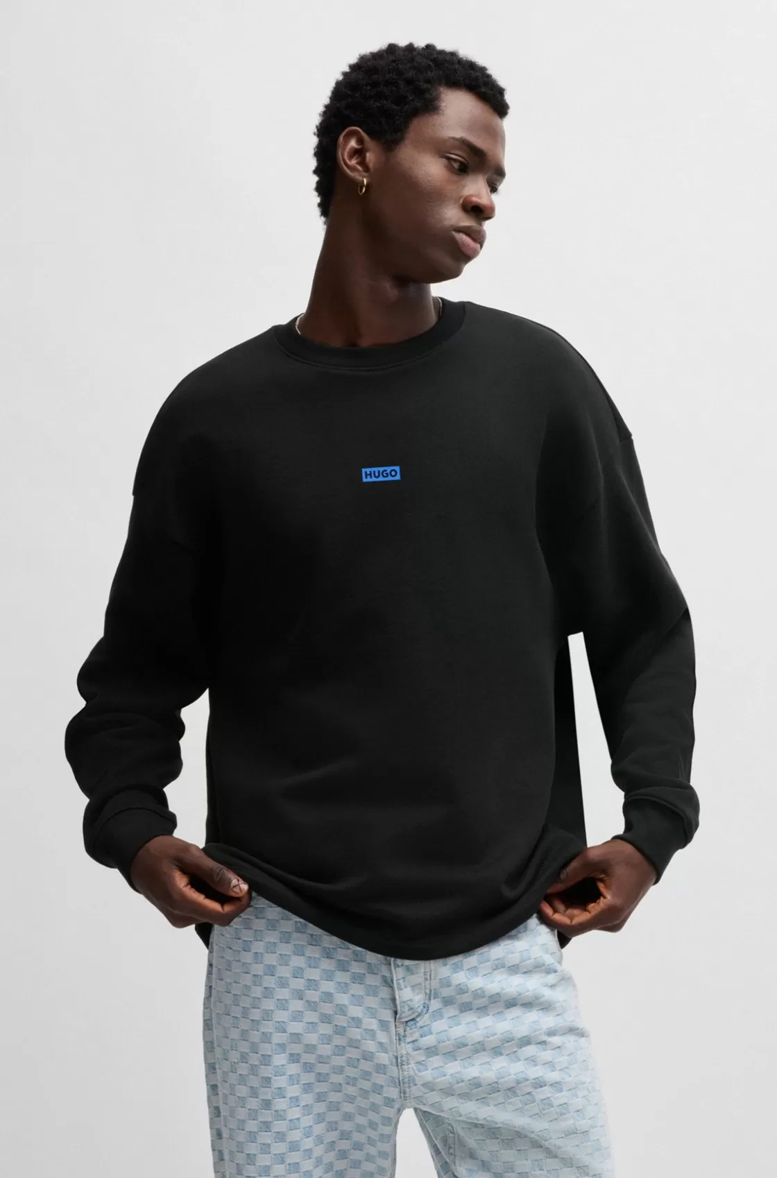 HUGO BOSS Cotton-terry Sweatshirt With Logo Print Black Online