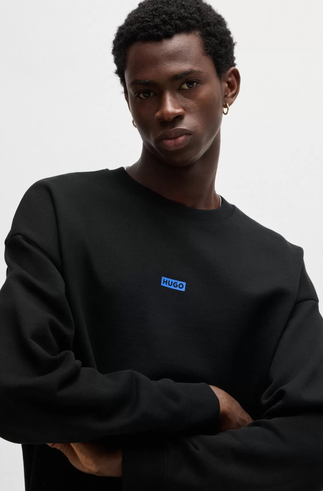 HUGO BOSS Cotton-terry Sweatshirt With Logo Print Black Online