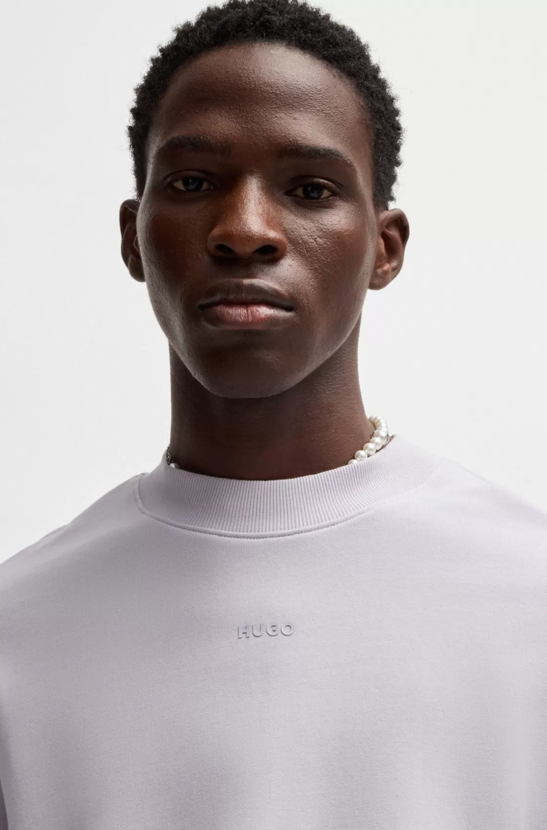 HUGO BOSS Cotton-terry Sweatshirt With Logo Print Light Purple Fashion
