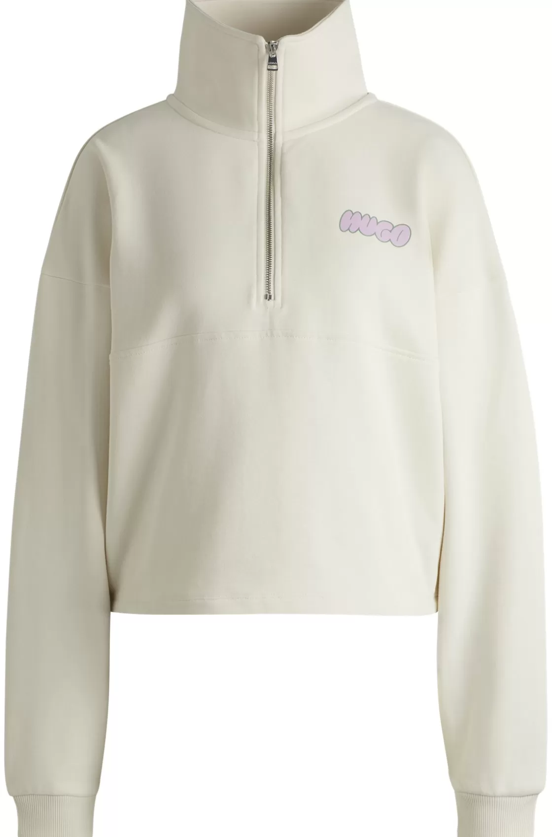 HUGO BOSS Cotton-terry Sweatshirt With Seasonal Logo Graphics White Cheap