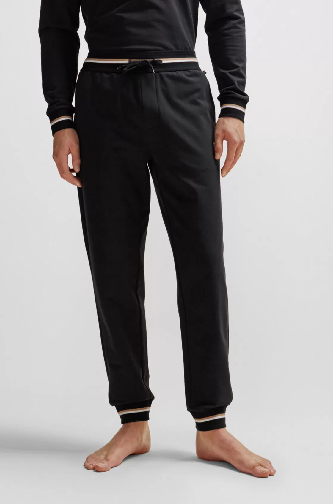 HUGO BOSS Cotton-terry Tracksuit Bottoms With Logo In Signature Colors Black Online