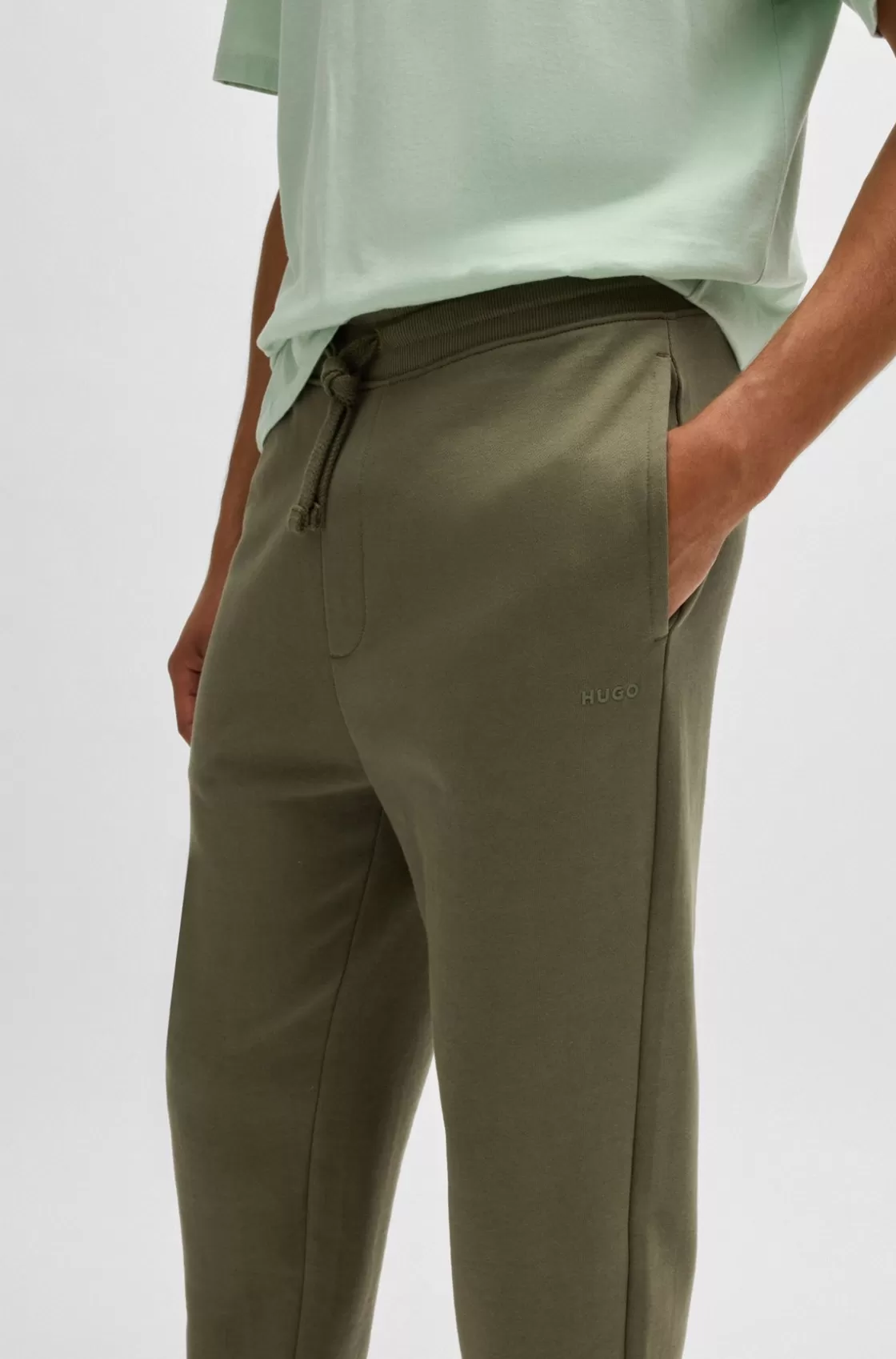 HUGO BOSS Cotton-terry Tracksuit Bottoms With Logo Print Khaki Flash Sale