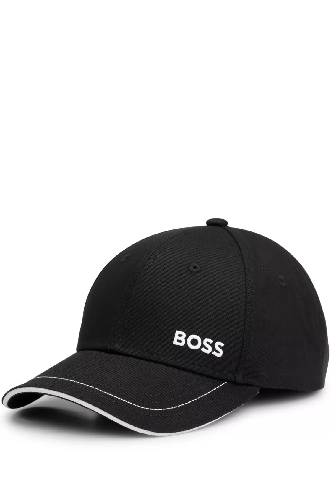 HUGO BOSS Cotton-twill Cap With Embroidered Logo And Metal Buckle Black Flash Sale