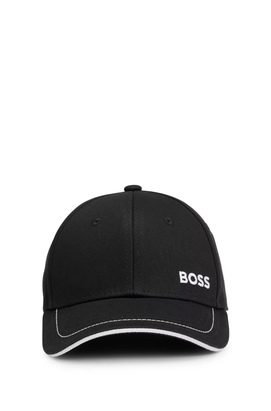 HUGO BOSS Cotton-twill Cap With Embroidered Logo And Metal Buckle Black Flash Sale