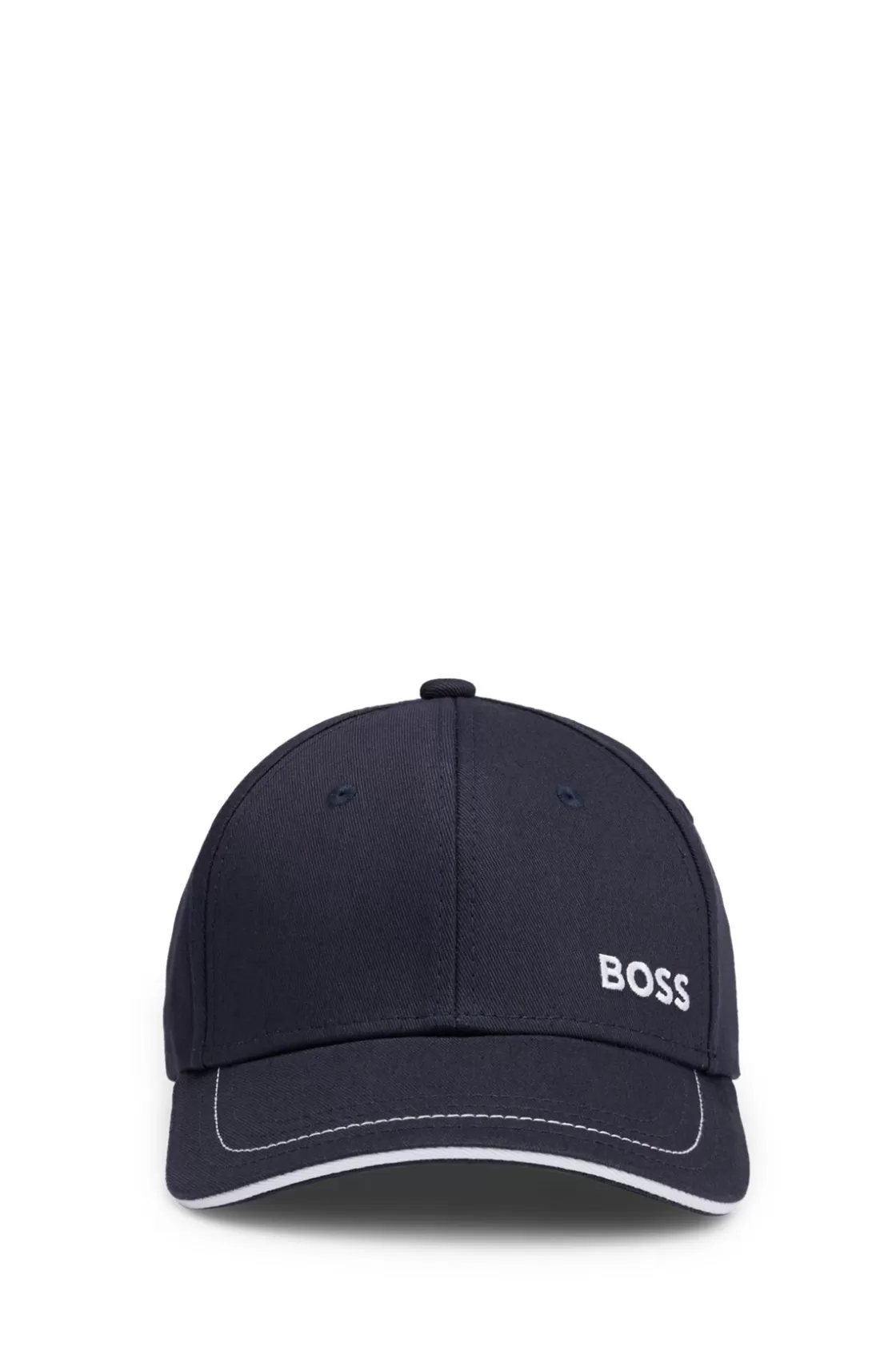 HUGO BOSS Cotton-twill Cap With Embroidered Logo And Metal Buckle Dark Blue Fashion