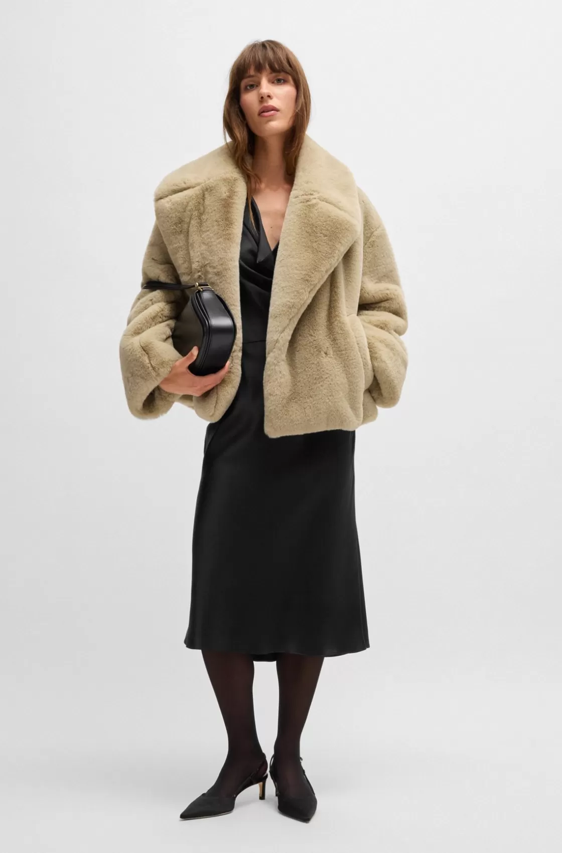 HUGO BOSS Cowl-neck Dress In Fluent Satin With Cowl Neckline Black Discount