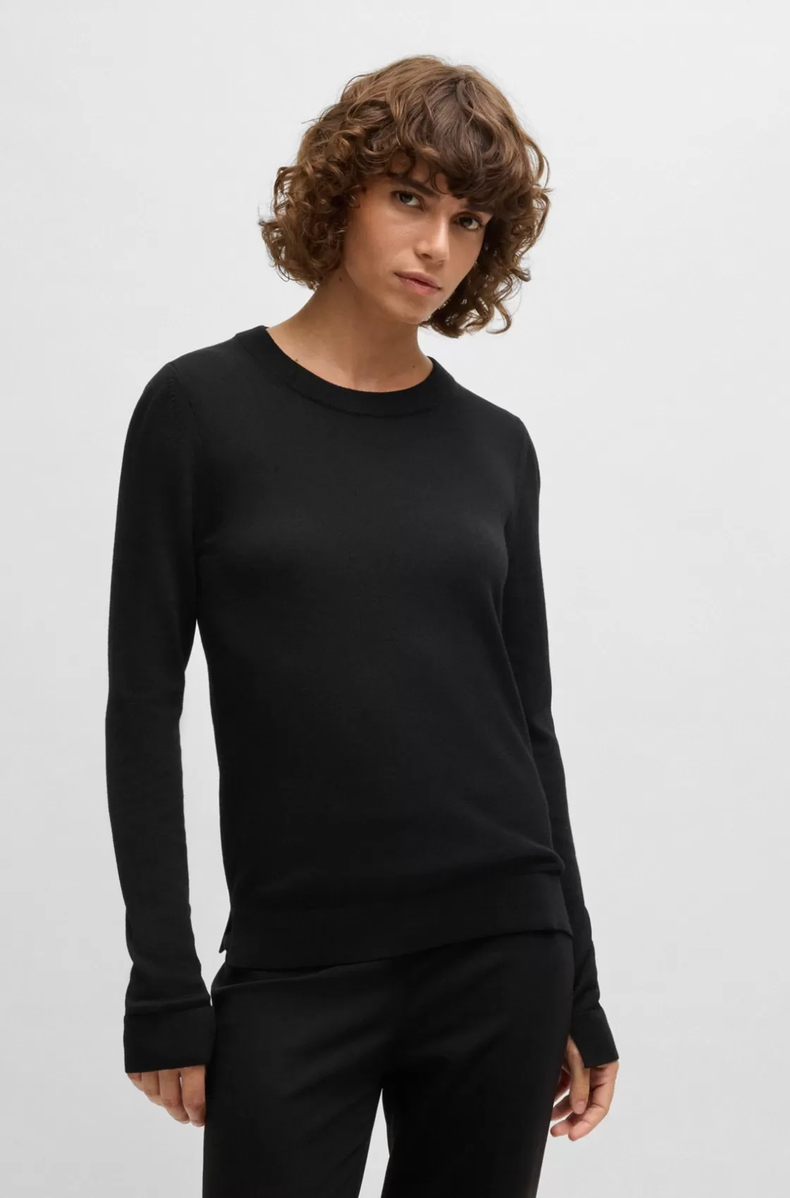 HUGO BOSS Crew-neck Sweater In Merino Wool Black Hot