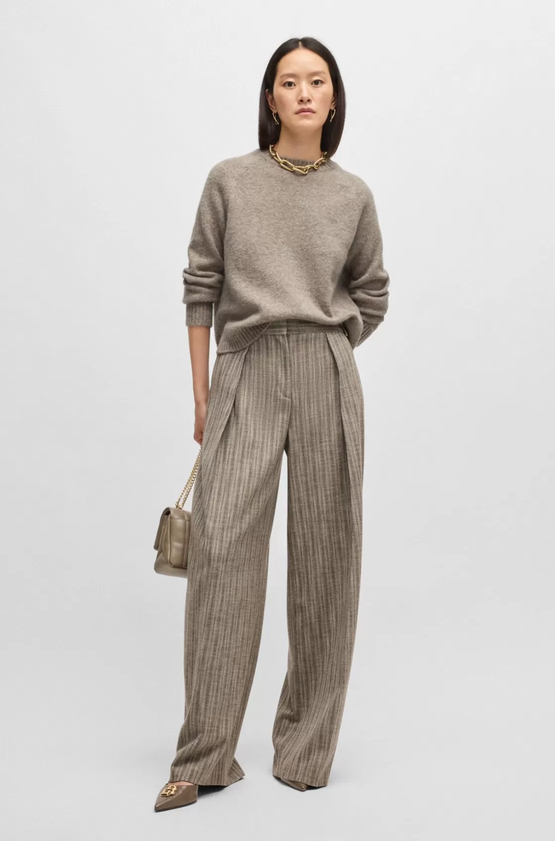 HUGO BOSS Crew-neck Sweater In Stretch Fabric Light Grey Sale