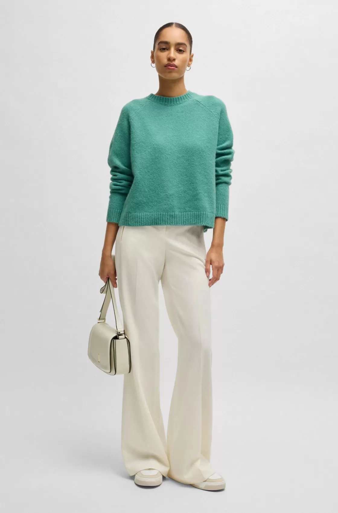 HUGO BOSS Crew-neck Sweater In Stretch Fabric Light Green Store