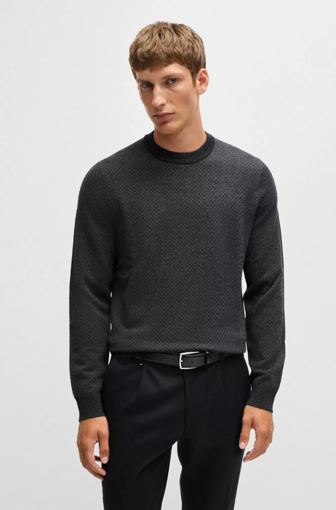 HUGO BOSS Crew-neck Sweater In Wool Black New