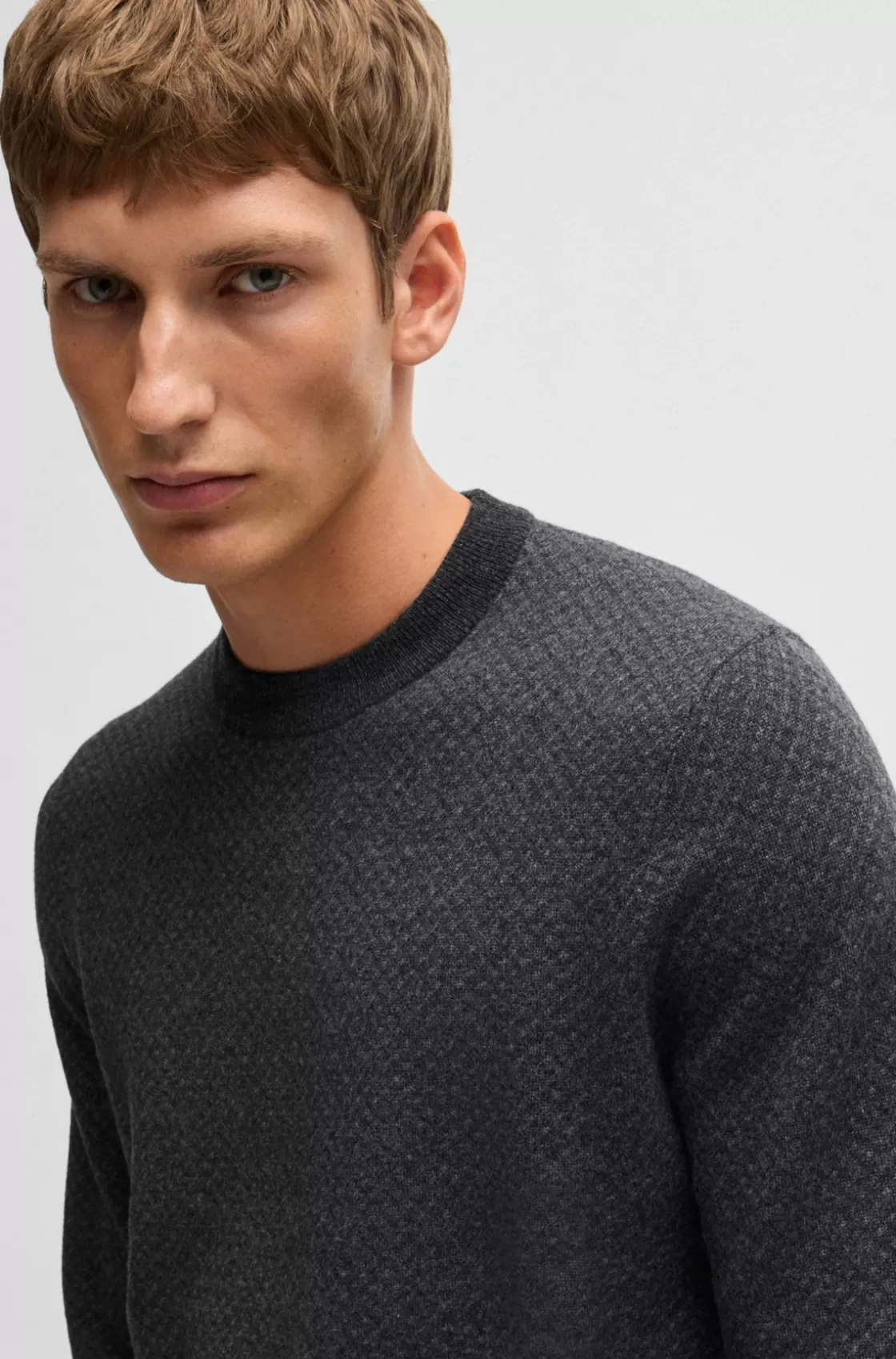 HUGO BOSS Crew-neck Sweater In Wool Black New