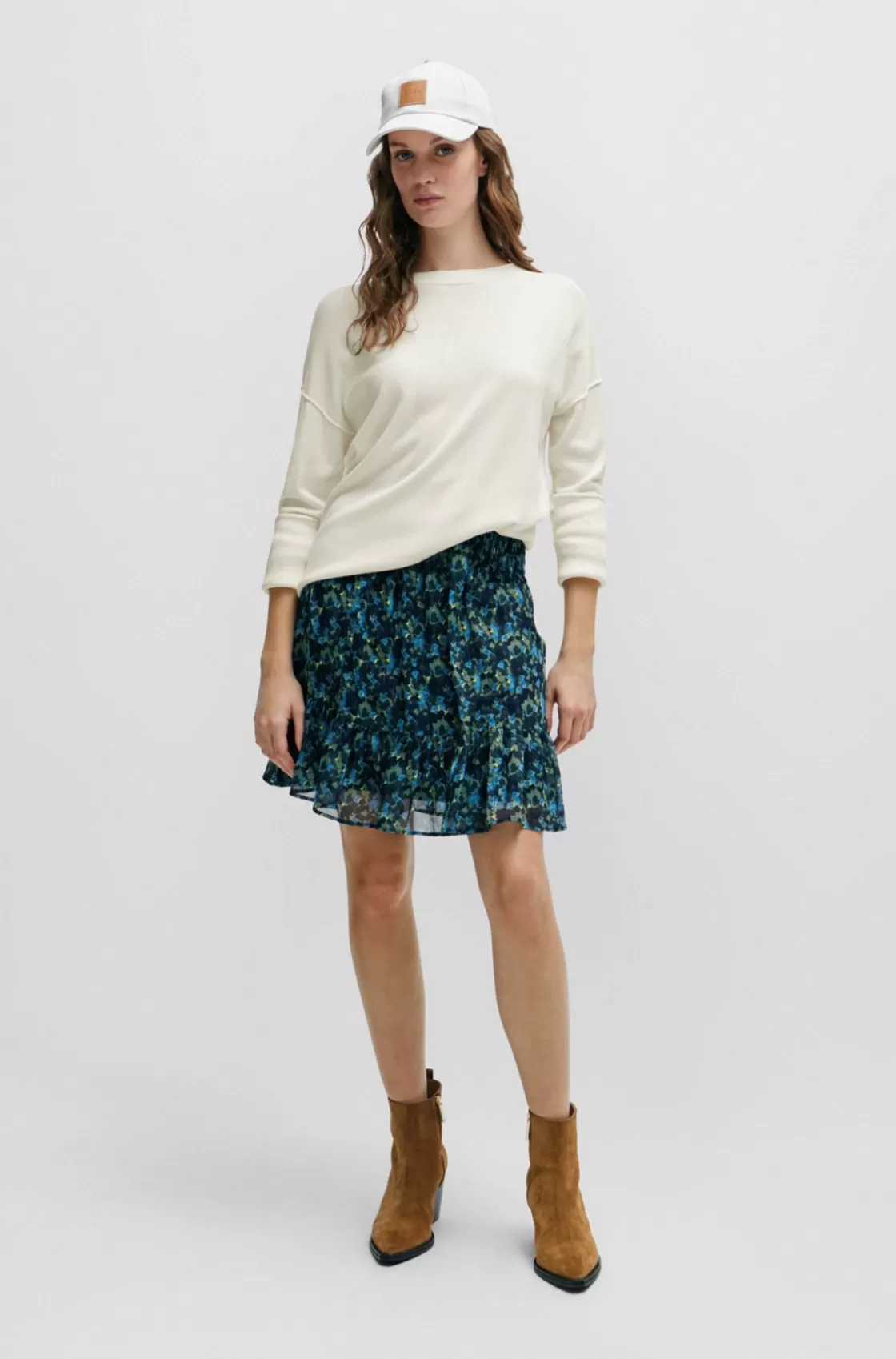 HUGO BOSS Crew-neck Sweater With Slit Cuffs White Store