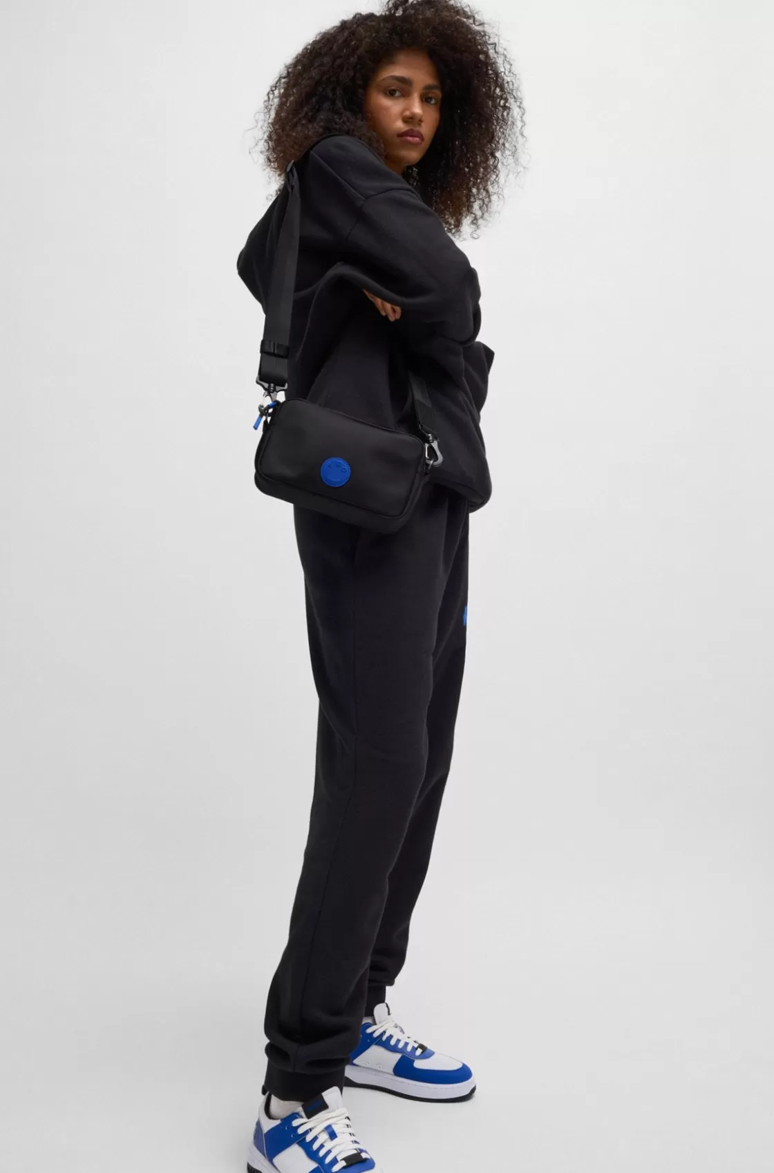 HUGO BOSS Crossbody Bag With Smiley-face Logo Patch Black Discount