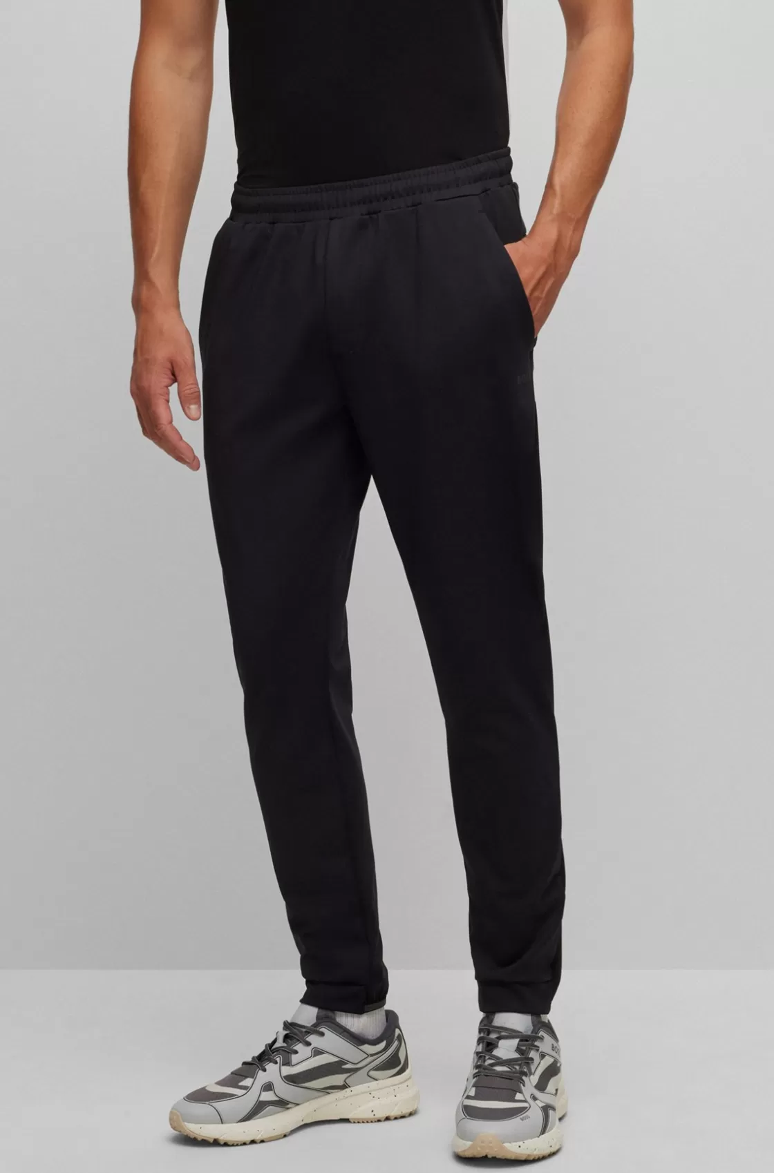 HUGO BOSS Cuffed Tracksuit Bottoms In Active-stretch Fabric Black Fashion